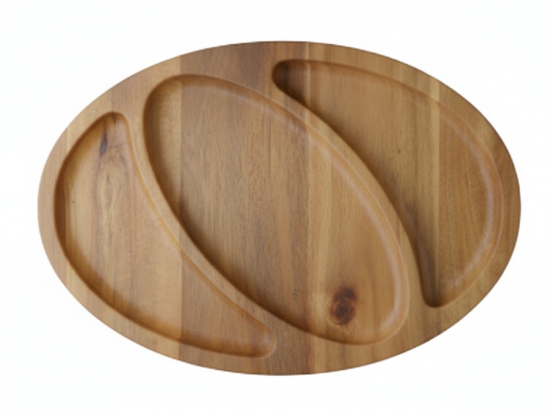 Acacia Wood Multi-Compartment Serving Platter - Elegant Entertaining Solution